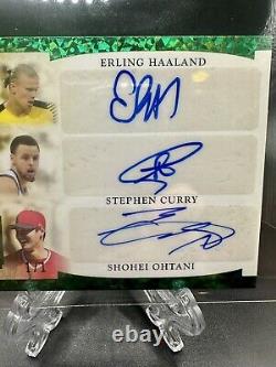 1/1 #d Triple Auto Relic 2022 Leaf In The Game Used Sports Haaland Curry Ohtani