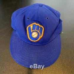 1983 Robin Yount Signed Game Used Milwaukee Brewers Baseball Hat Mears & JSA COA