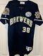 1999 Eric Plunk Mil, Brewers Game Used Jersey -ironworker& County Stad. Patches