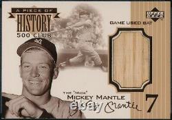 1999 Upper Deck A Piece of History 500 HR Mickey Mantle Club Game Used Bat