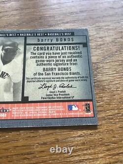 2002 Fleer Showcase Best Barry Bonds Game Used Jersey Autograph AUTO /400