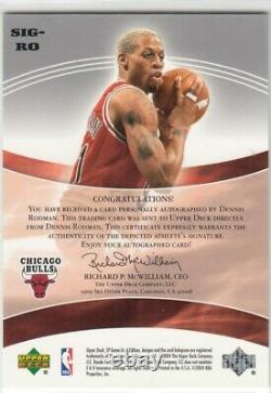 2004-05 SP Game Used SIGnificance Autograph Auto 046/100 Dennis Rodman Bulls