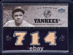 2007 Upper Deck Premier Remnants 3 Game Used Babe Ruth Jersey Relic Card #/75