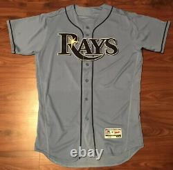 2016 Authentic Tampa Bay Rays Jaff Decker Blue Game Used Worn Jersey Team Paper