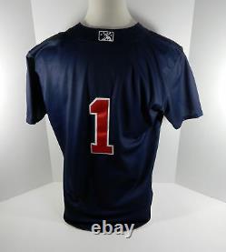 2017 Gwinnett Braves Ozzie Albies #1 Game Used Navy Batting Practice Jersey