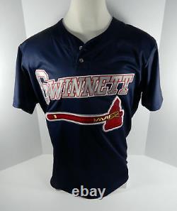 2017 Gwinnett Braves Ozzie Albies #1 Game Used Navy Batting Practice Jersey