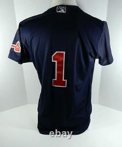 2017 Gwinnett Braves Ozzie Albies #1 Game Used Navy Jersey