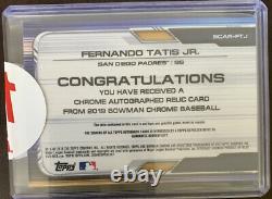 2019 Bowman Chrome Fernando Tatis Jr Refractor On Card Auto Game Used Relic /150