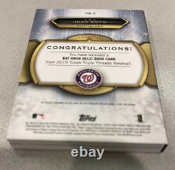 2019 Topps Triple Threads Juan Soto Game-Used Bat Knob and Patches 1/1 Booklet