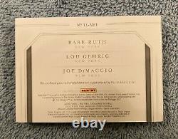 2020 National Treasures Ruth, Gehrig, DiMaggio Game Used Materials Booklet 01/10