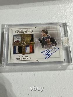 2022 Panini Flawless Mike Piazza Mets HOF Game-Used Quad Patch AUTO 5/5