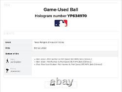 2023 ALCS Game #6 Texas Rangers @ Houston Game Used Ball (Leclerc-Singleton)