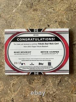 2023 Topps Tribute Mike Schmidt/Bryce Harper Game Used Dual Relic Red /10