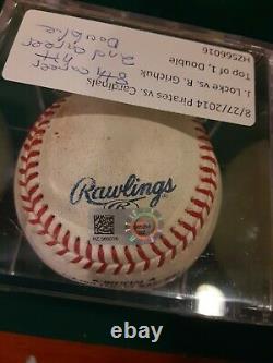 8-27-2014 Randall Grichuk Career Hit #8 Game Used Baseball MLB Authenticated