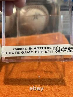 9/11/02 Rockies @ Houston Astros Game Used Baseball MLB Hologram 911 Tribute