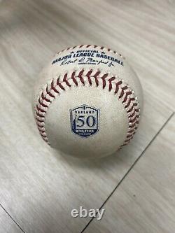 9/19/2018 Angels Shohei Ohtani ROY Foul game used ball Athletics 50 Anniversary
