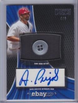 ALBERT PUJOLS 2009 Topps Unique Game Used Jersey Button Auto Signed Cardinals /6