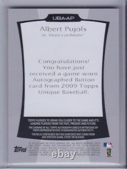 ALBERT PUJOLS 2009 Topps Unique Game Used Jersey Button Auto Signed Cardinals /6