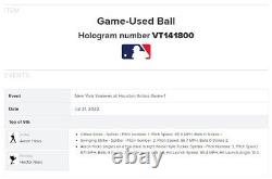 Aaron Hicks Yankees Game Used SINGLE Baseball 7/21/2022 Hit #622 Astros 60 Logo