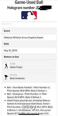 Albert Pujols Game Used Baseball Milestone Game 1000th Hit as Angel Albert AB