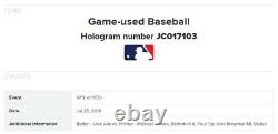 Alex Bregman Astros Game Used MLB DEBUT Baseball 7/25/2016 vs Yankees Altuve Hit