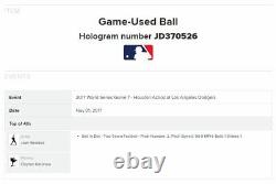 Astros vs Dodgers 2017 World Series Game 7 Used Baseball 11/1 Kershaw to Reddick