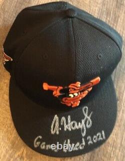 Austin Hayes 2021 Baltimore Orioles Game Used Autographed Hat Beckett B