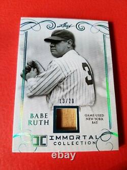 BABE RUTH GAME USED BAT CARD #d13/20 LEAF IMMORTAL #YB-03 NEW YORK YANKEES