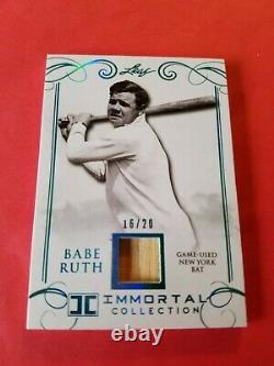 BABE RUTH GAME USED BAT CARD #d16/20 2017 LEAF Immortal Collection NY YANKEES