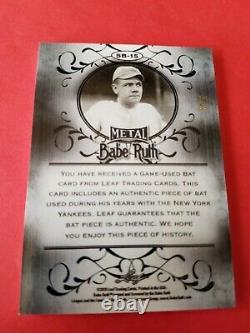 BABE RUTH GAME USED BAT CARD #d2/2 LEAF METAL REFRACTOR #SB15 NEW YORK YANKEES