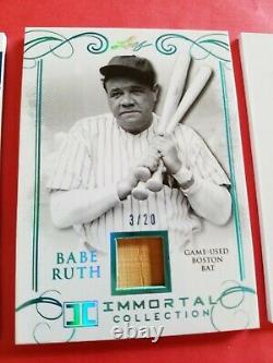 BABE RUTH GAME USED BAT CARD #d3/20 1 OF 1 MICKEY MANTLE JERSEY ROGER MARIS BAT