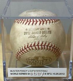 BUSTER POSEY GAME-USED 2012 WORLD SERIES GAME 2 BATTED BASEBALL GIANTS v TIGERS