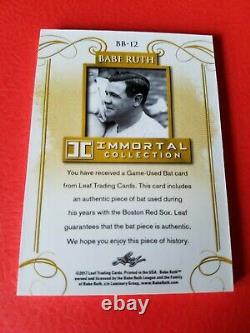 Babe Ruth Game Used Bat Card #4/10 Leaf Immortal #bb-12 New York Yankees Red Sox