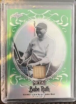 Babe Ruth Game Used Bat Card #4/4 1 Of 1 Leaf Metal Green Refractor