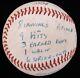 Bert Blyleven Game-used Hand-written Stat Baseball From 1972 For 8th Season Win