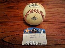 Blake Snell Rays 2019 ALDS Game Used STRIKEOUT Baseball vs Astros 10/5/2019 K #3