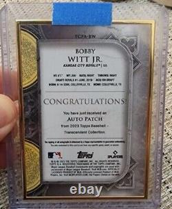 Bobby Witt Jr. Patch Auto 2023 Topps Transcendent Game-Used Patch Auto /15