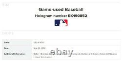 Brandon Barnes Astros LAST NL HOME Game Used SINGLE Baseball 9/26/2012 Hit #18