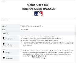 Bryan Reynolds Career Hit #21 Game-used Padres Logo Baseball Pirates Rookie 2019
