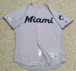 CHAD WALLACH size 46 #17 2019 MIAMI MARLINS game used jersey road gray MLB HOLO