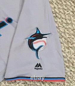 CHAD WALLACH size 46 #17 2019 MIAMI MARLINS game used jersey road gray MLB HOLO