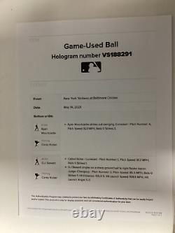 COREY KLUBER Yankees Game Used MLB Baseball Strikeout May 14, 2021