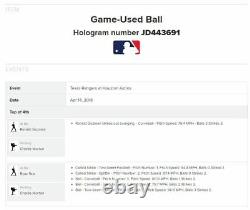 Charlie Morton Astros Game Used STRIKEOUT Baseball 4/14/2018 K #813 vs Rangers