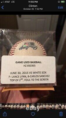 Chris Sale White Sox game used Baseball 6-30-2015 K Record Red Sox Cardinals