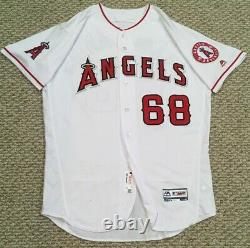 DE LOS SANTOS sz 46 #68 2018 LOS ANGELES ANGELS GAME USED JERSEY HOME WHITE MLB