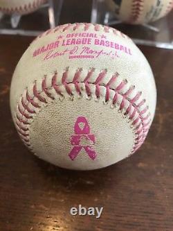David Ortiz Game Used MLB Mother's Day 2017 Pink Baseball Passes Yaz Red Sox