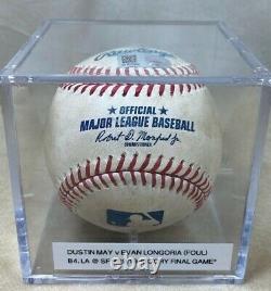 Dustin May Win #2 Dodgers Team Record Win #106 Game-used Baseball Bochy Final Gm
