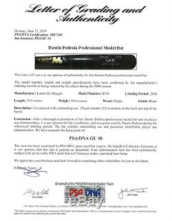 Dustin Pedroia game used 2008 baseball bat! MVP Season! RARE! PSA 10 LOA