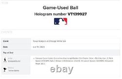 Ezequiel Duran Game Used 2nd Career Triple MLB Auth Baseball WSC TX Rangers