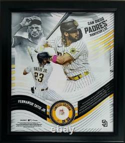 FERNANDO TATIS Jr. Padres Framed 15 x 17 Game Used Baseball Collage LE 50/50